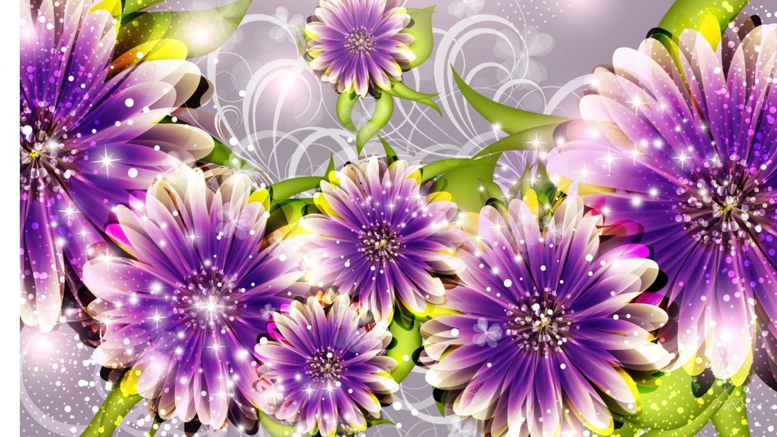 1600x900 Download Purple flower 3D design wallpaper in 3DAbstract