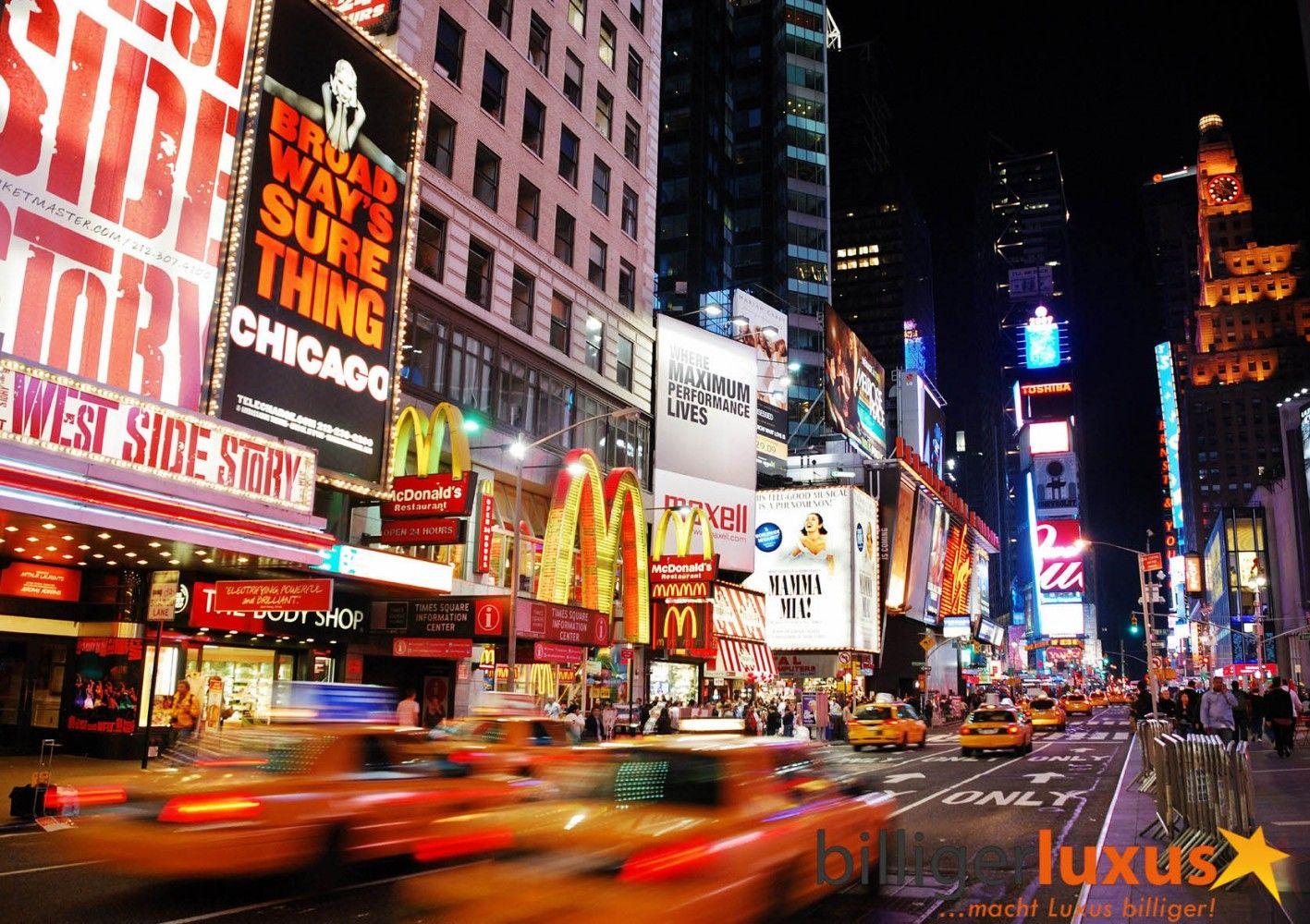 1417x1000 Wall mural wallpaper New York Broadway Taxi Yellow Cap night photo 360 cm x 254 cm / 3.94 yd x 2.78 yd