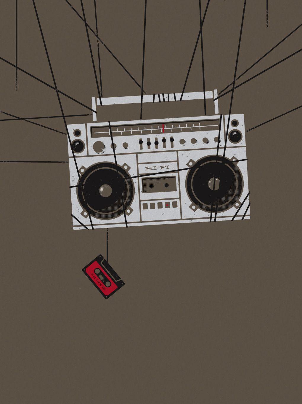 1020x1362 Matt Stevens boom box. Pop art wallpaper, Music art