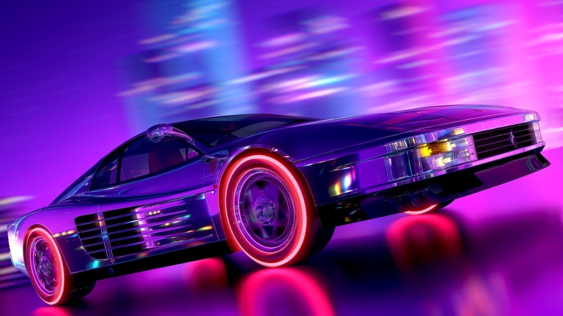 1920x1080 Retrowave Car Wallpaper