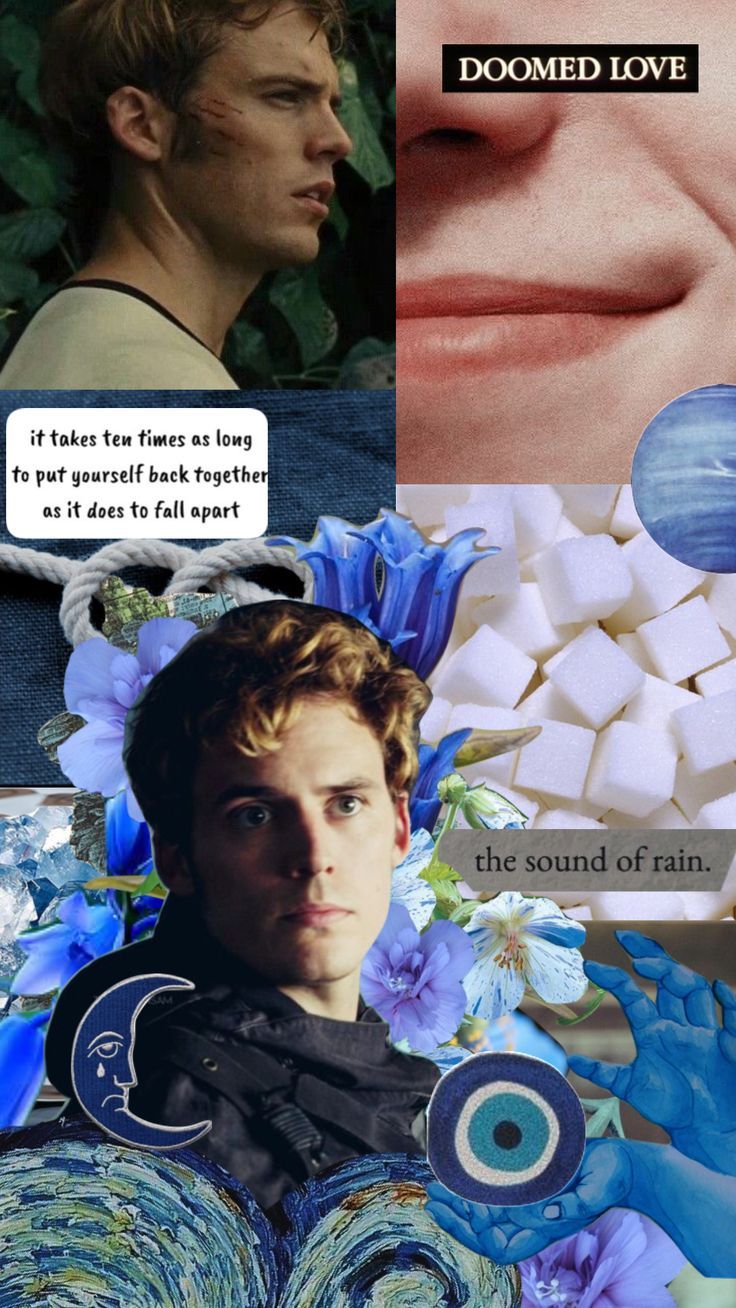 736x1308 moodboard #blue #finnickodair #finnick #collage #hungergames #water #trident #thehungergames