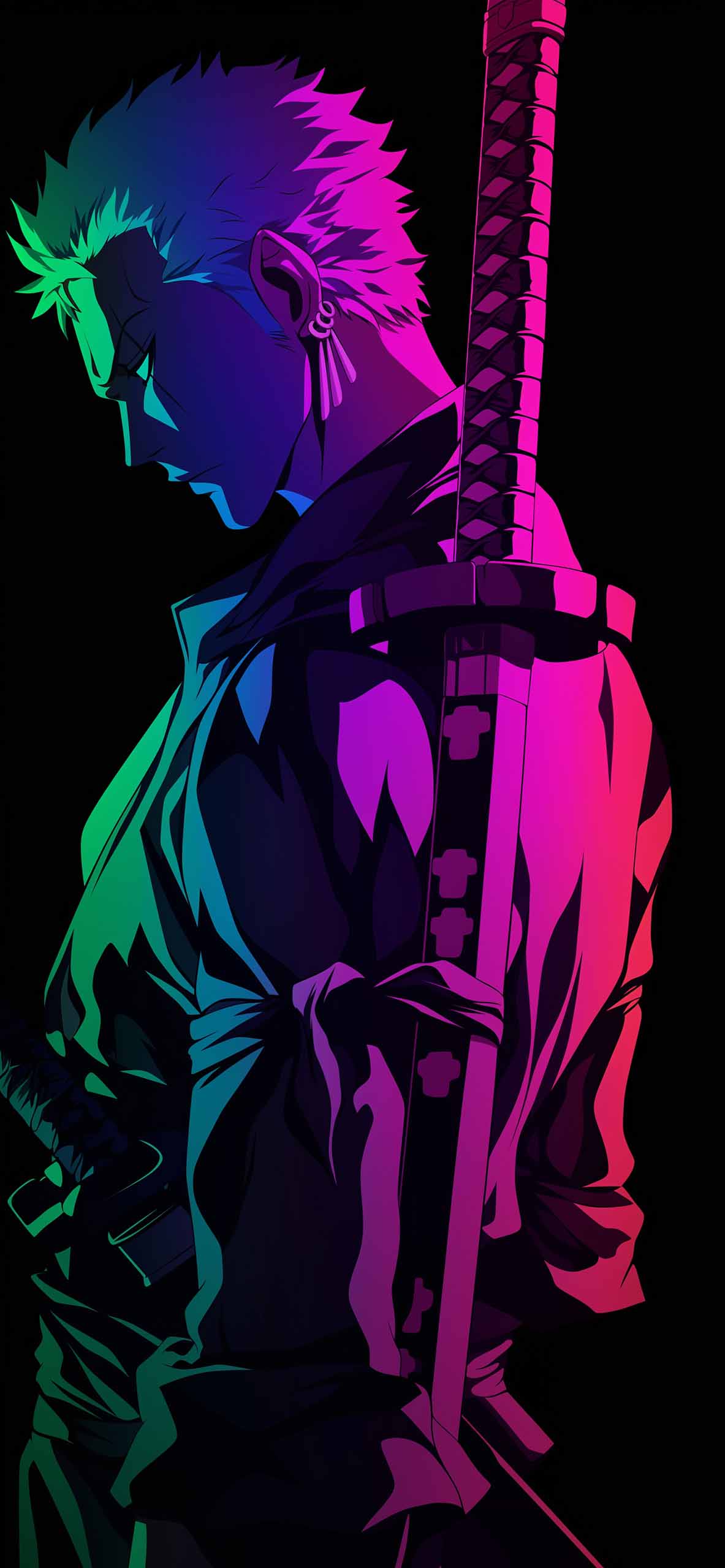 1183x2560 Zoro Colorful AMOLED Wallpaper Anime Wallpaper for iPhone