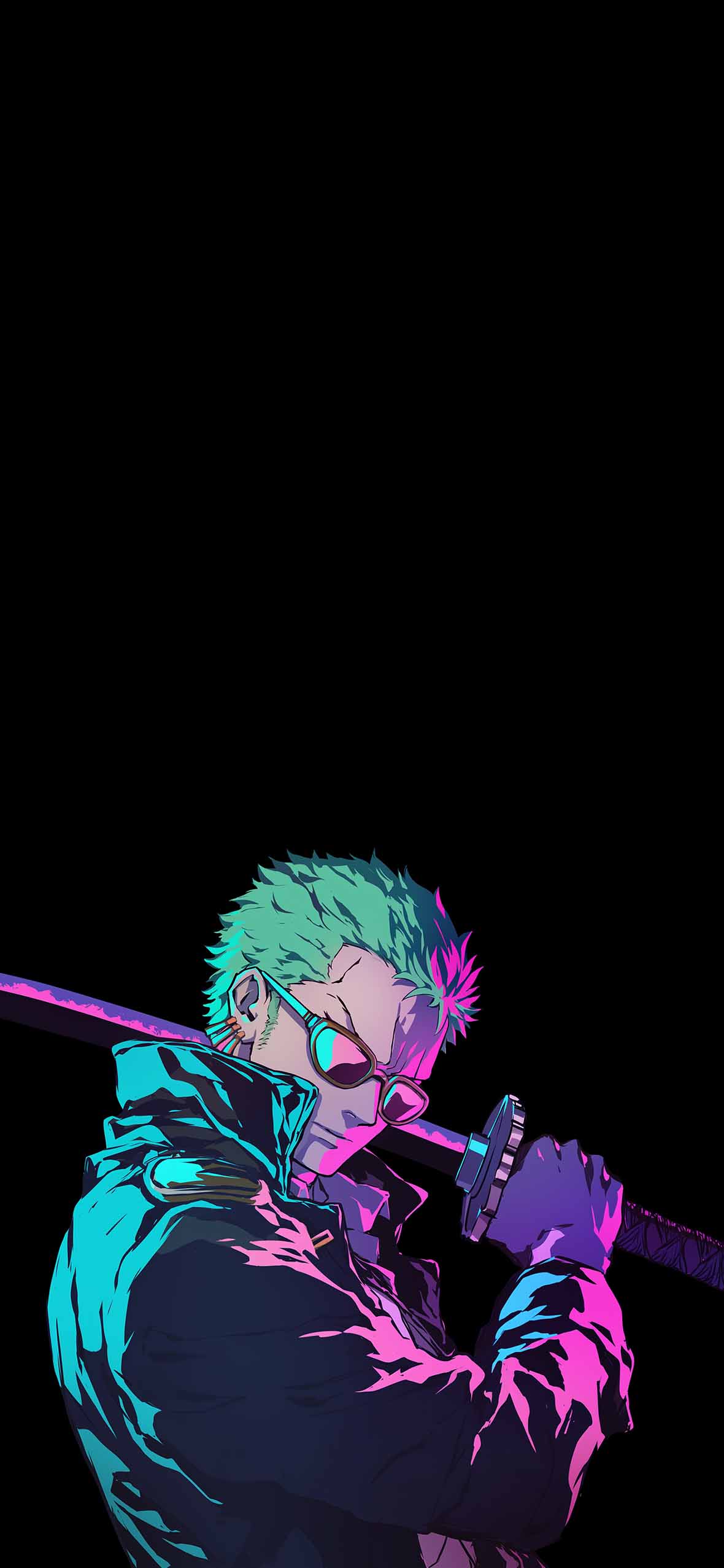 1180x2554 One Piece Zoro with Sword Dark Anime Wallpaper