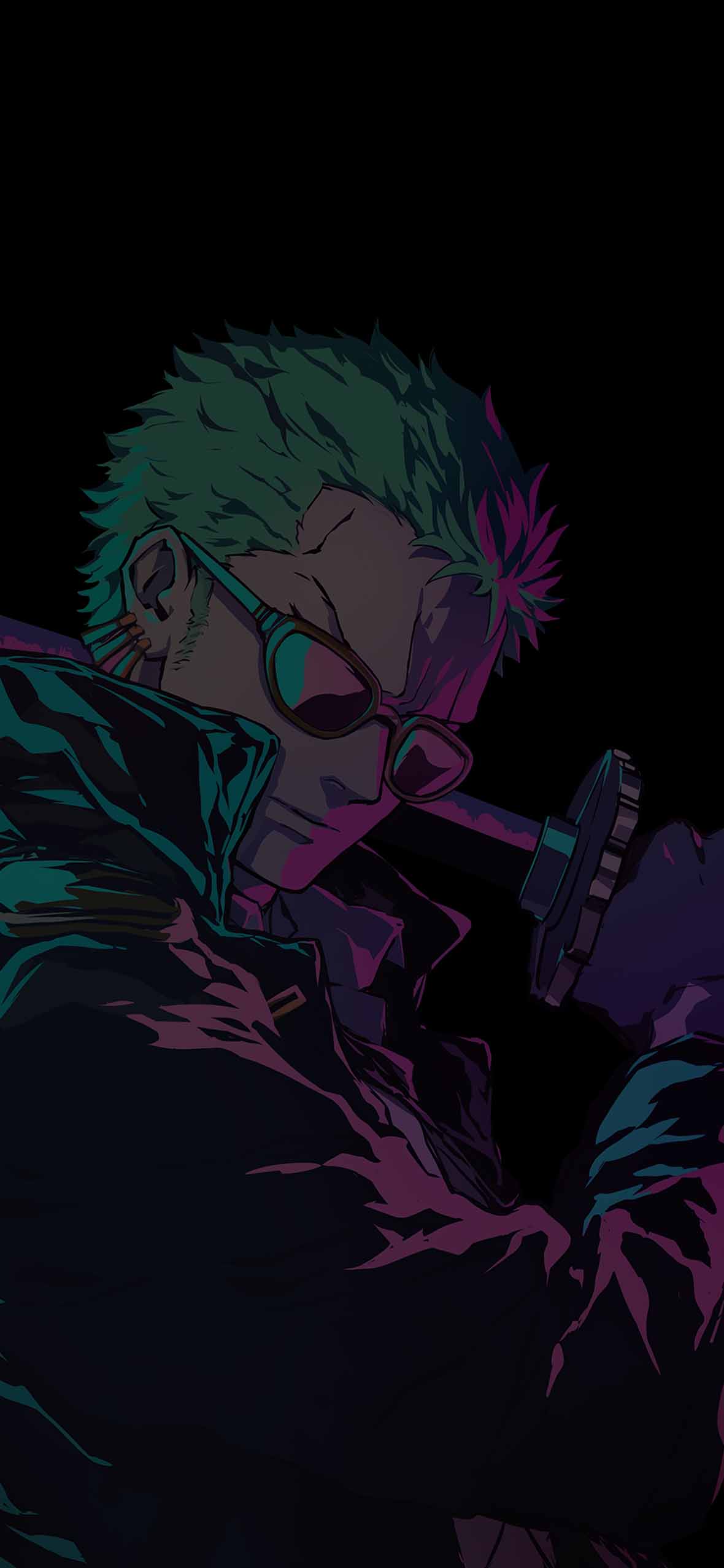 1180x2554 One Piece Zoro with Sword Dark Anime Wallpaper