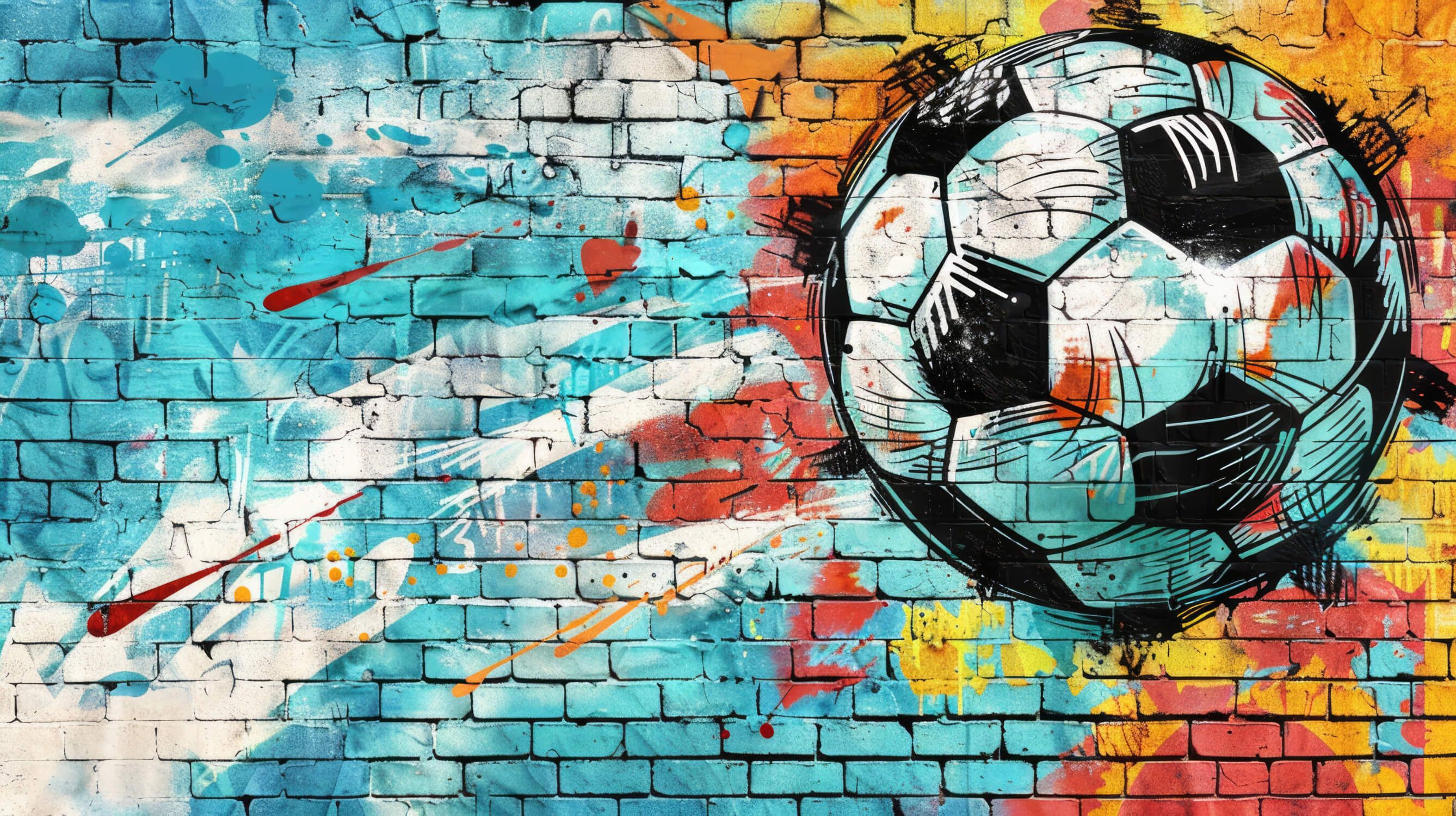 2676x1500 Football Mural Wallpaper. Urban Graffiti Street Art Design