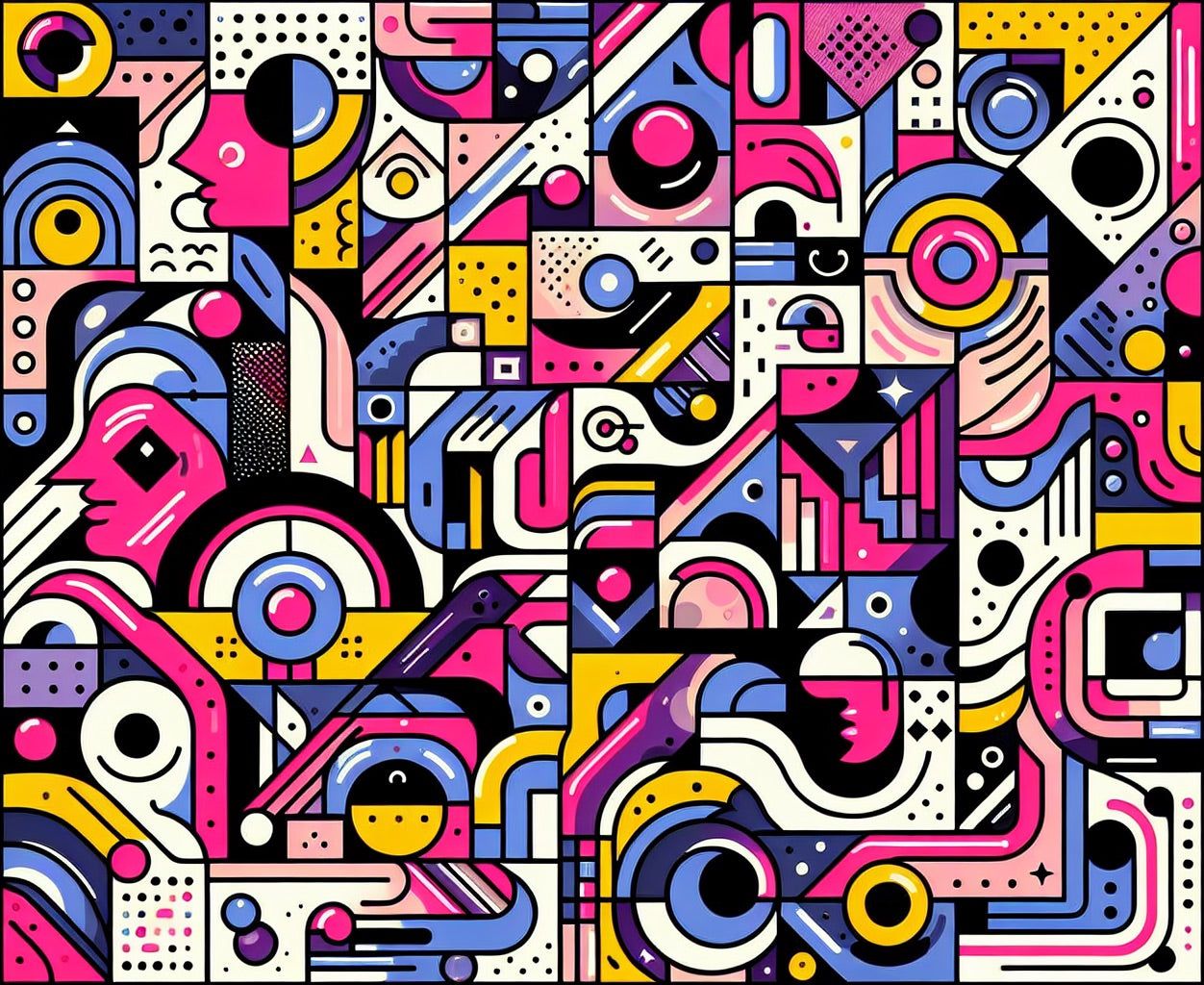 1252x1024 Street art Mural Wallpaper. Geometric and colorful with face