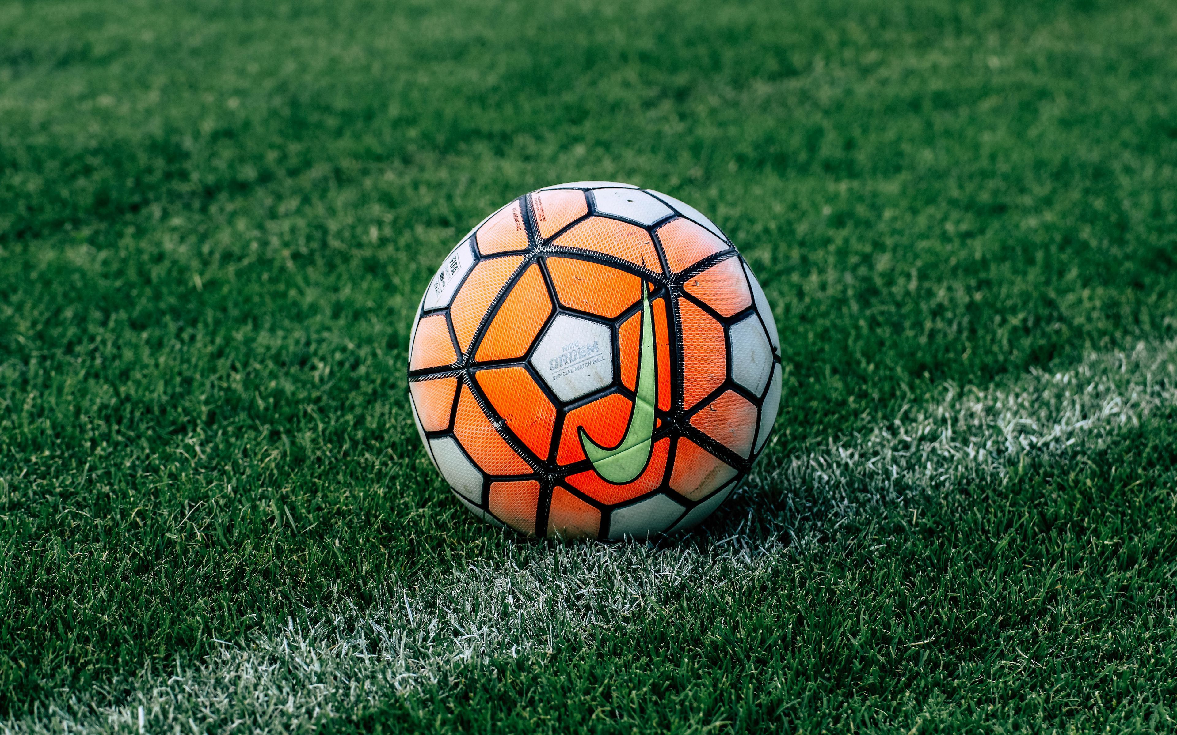 3840x2400 Download wallpaper 3840x2400 soccer ball, football, lawn, grass 4k ultra HD 16:10 HD background