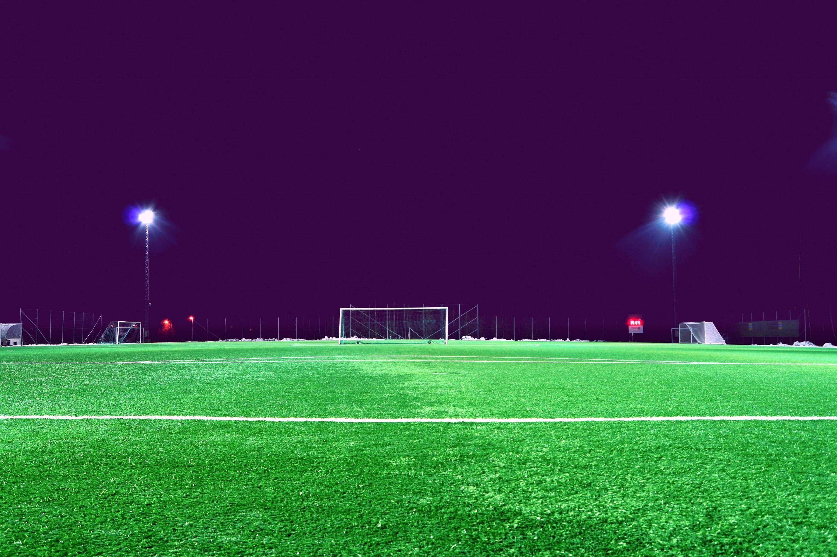 2857x1900 Free picture: soccer, field, spotlight, stadium, lawn, lights, night, football, goal, grass