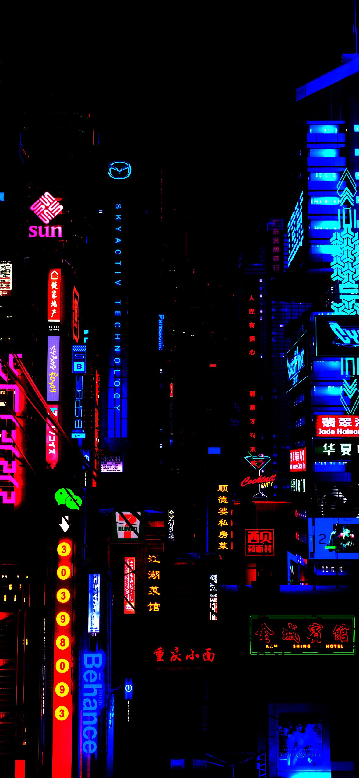 1179x2556 Neon Metropolis iPhone Wallpaper City Lights