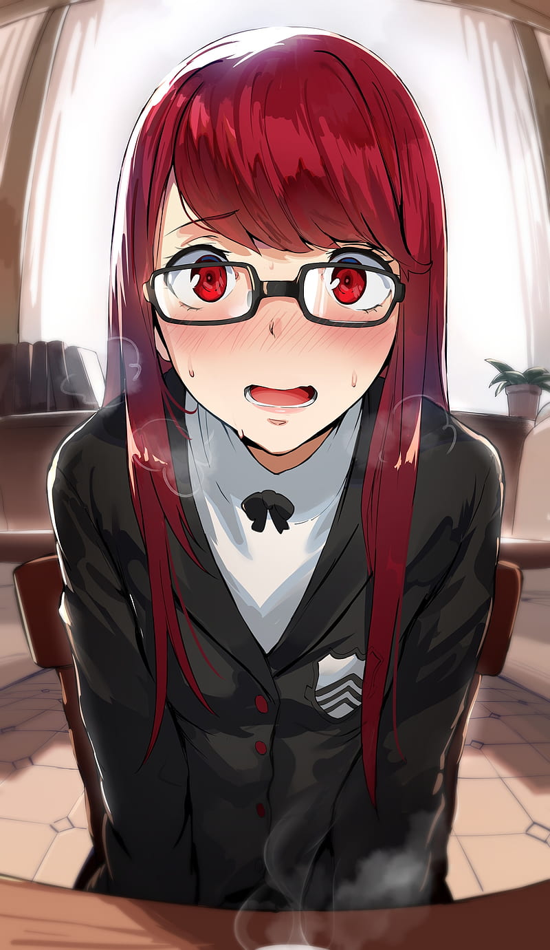 800x1381 Yoshizawa kasumi, persona red hair, megane, anime games, Anime, HD phone wallpaper