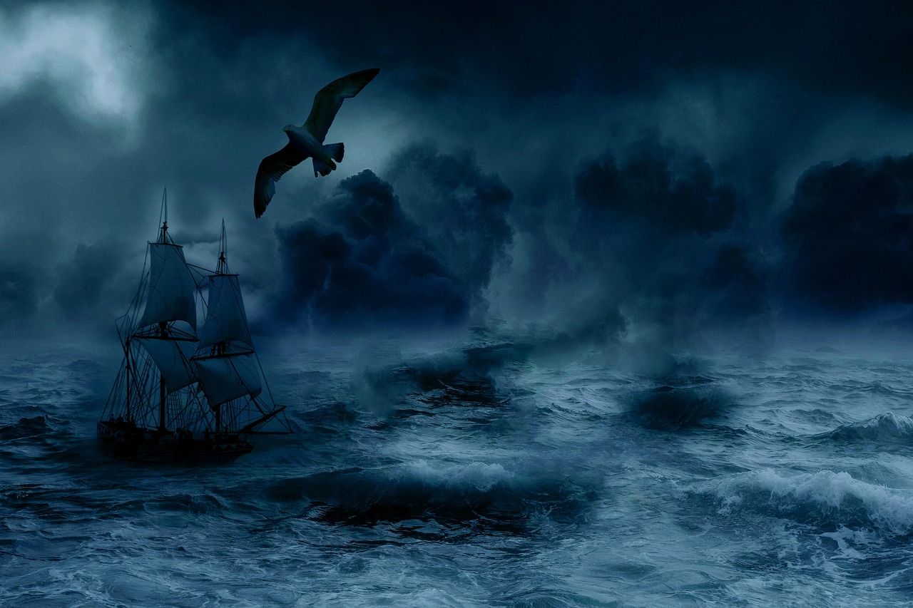 1280x853 Download Storm Ocean Bird. Royalty Free Stock Illustration Image