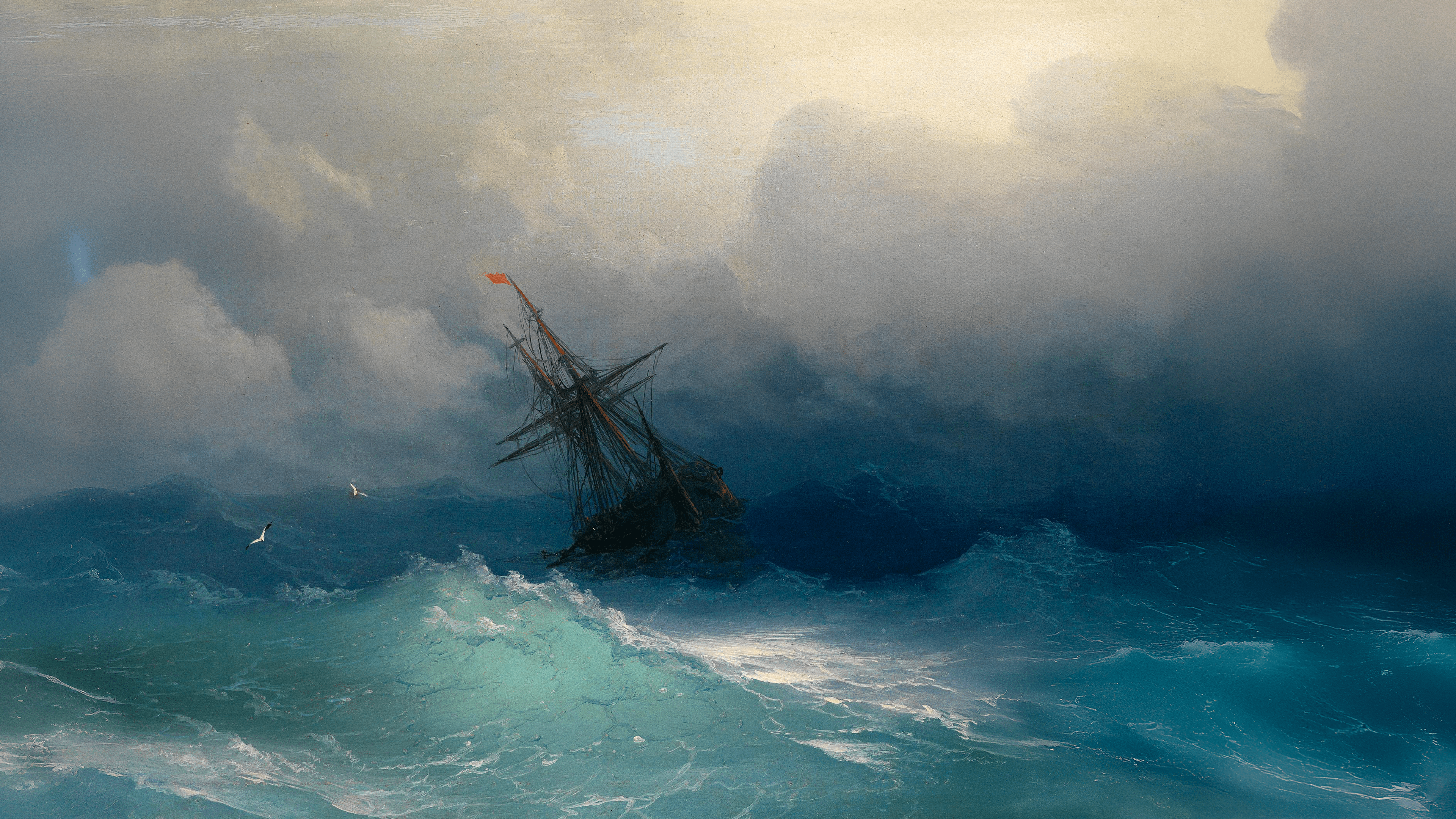 3840x2160 Ship on Stormy Seas by Ivan Aivazovsky [3840x2160]