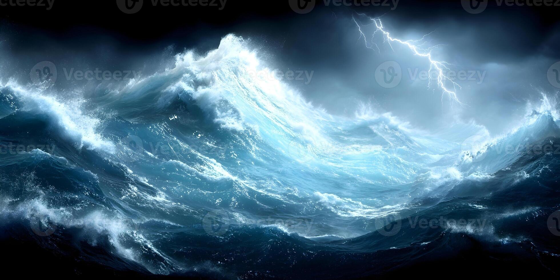 1960x980 A powerful ocean storm creates massive waves with foamy white caps under a lightning filled dark sky