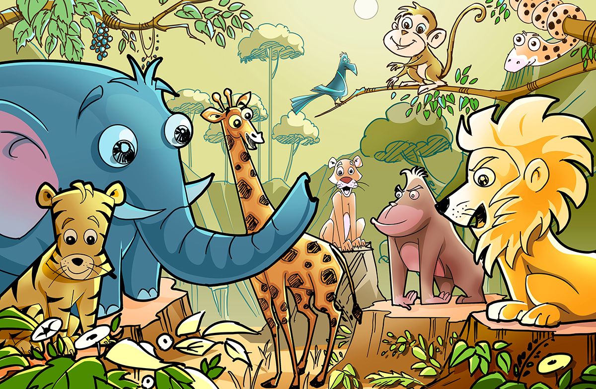 1200x783 Cute Cartoon Forest Animals Kids Room Wallpaper®