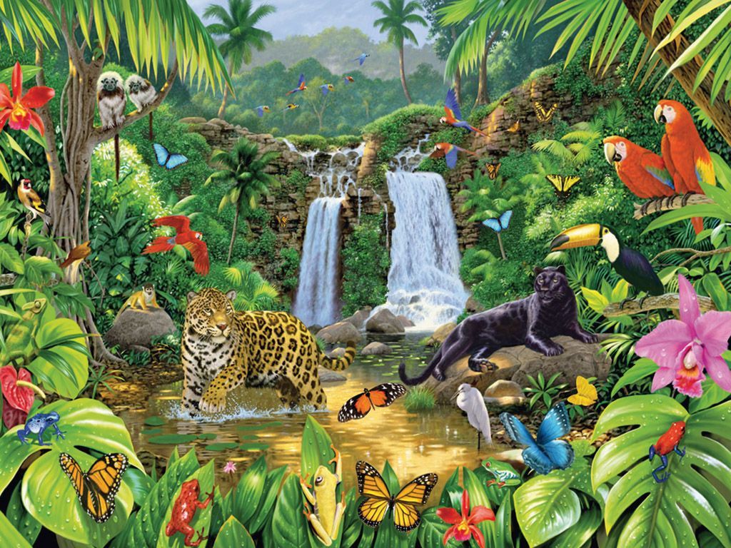 1024x768 Forest Animals Wallpaper