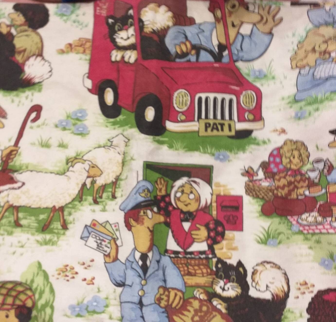 1381x1323 Postman Pat Fabric & Curtains 1980s. Vintage Barkcloth or Unused Cotton BBC Fabrics in Excellent Vintage Condition Fabric Toy Also Available