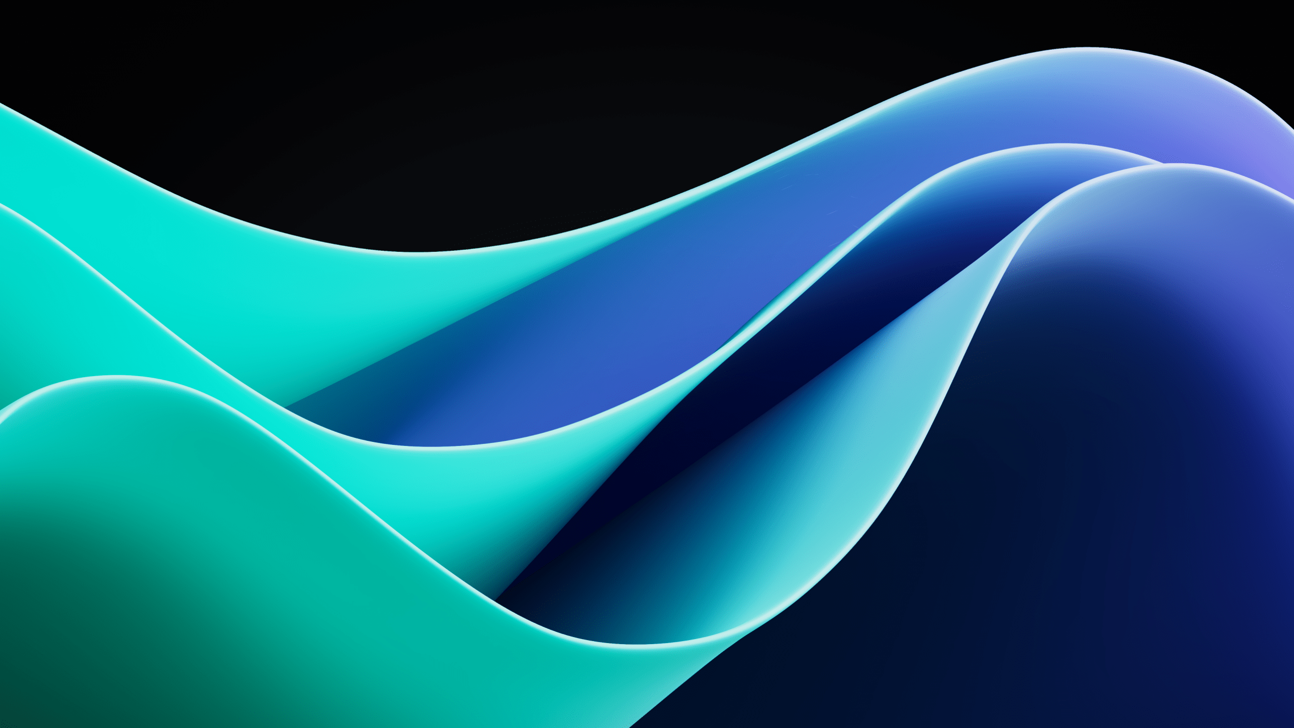 2560x1440 Windows 11 Wallpaper 4K, Waves, Dark Mode, Stock