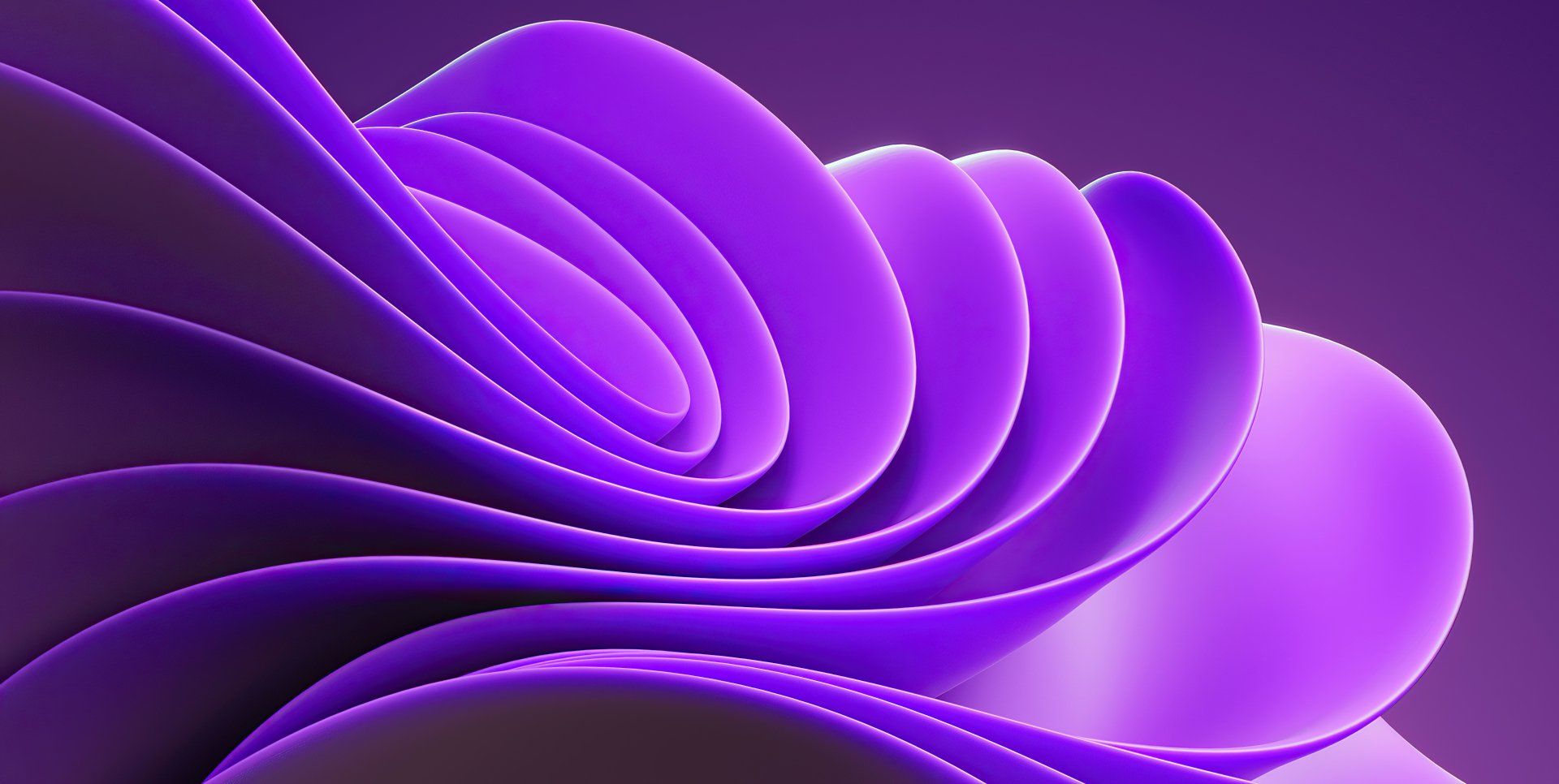 1920x966 Vibrant Purple Waves: Stunning Windows 11 Tech HD Wallpaper