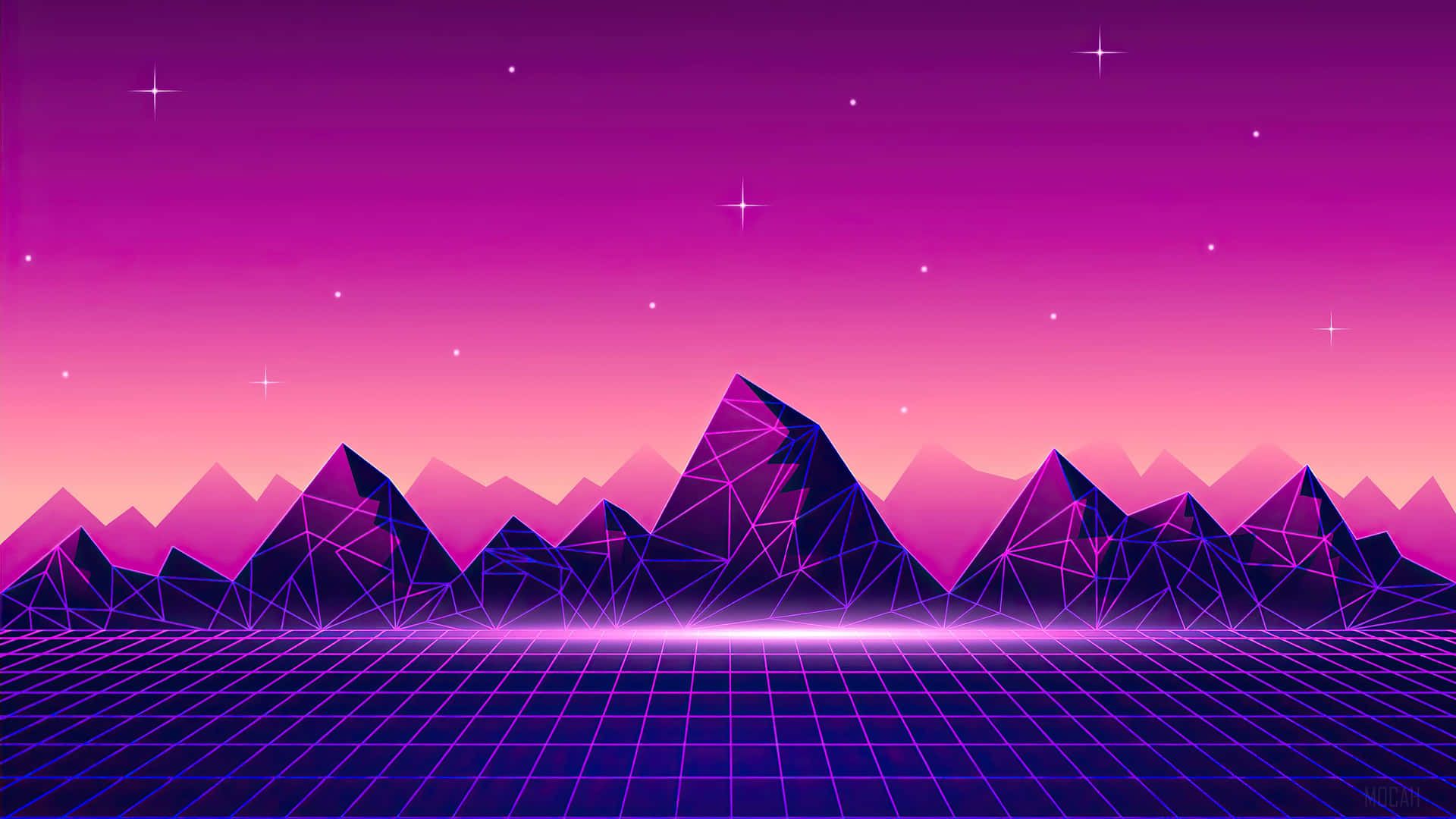 1920x1080 Download Pink And Purple Mountains Vaporwave Digital Art Background