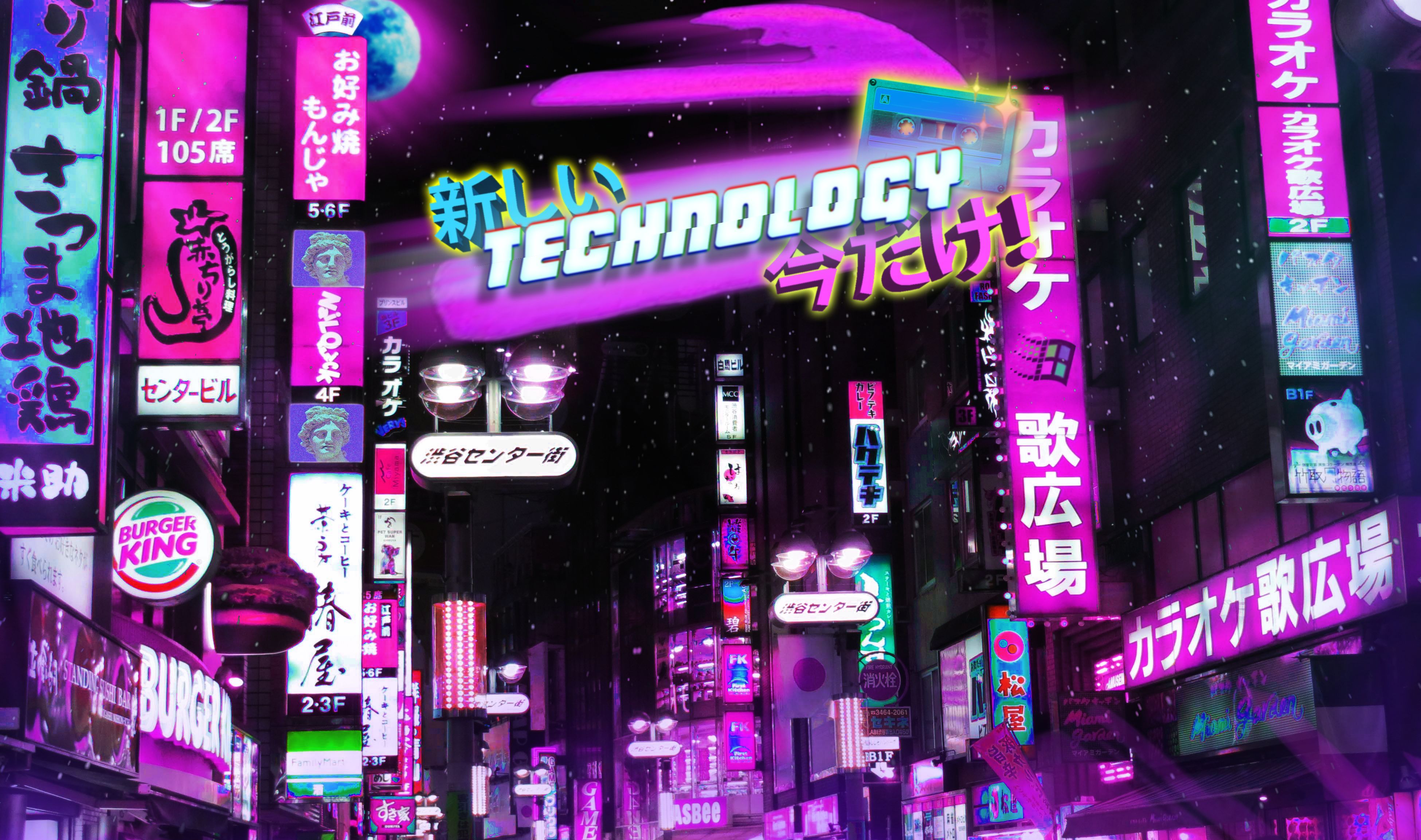 3900x2307 Desktop wallpaper: Vaporwave, Retro Wave, Tokyo, Night, Artistic, Cyan, Magenta, Outrun, Pink, Retro 4K free download for PC. 1525133