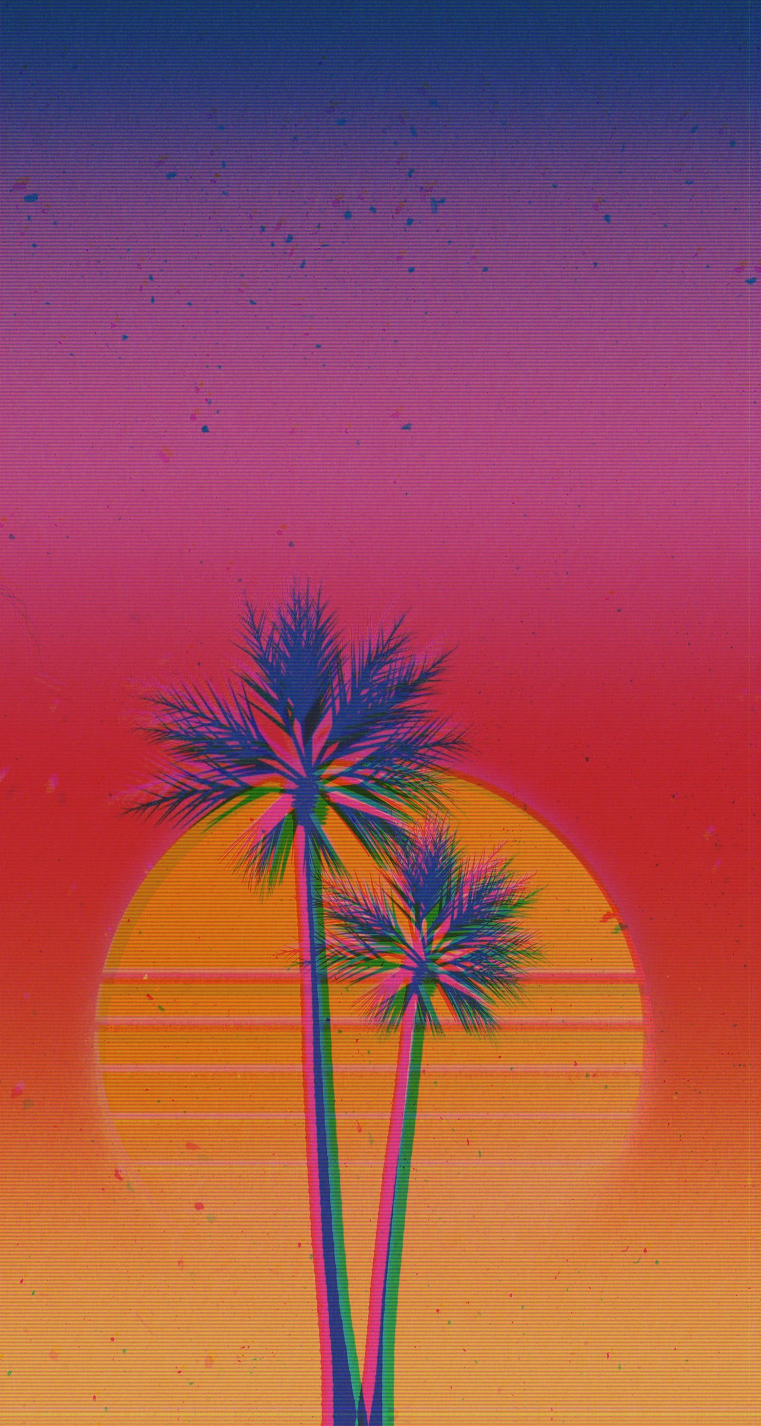 1560x2924 Wallpaper 1980s, Vaporwave, Glitch Art, Colorfulness, Orange, Background Free Image