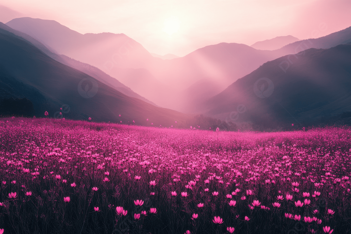 1200x800 Pink Flower Field Landscape Background Image, HD Picture and Wallpaper For Free Download