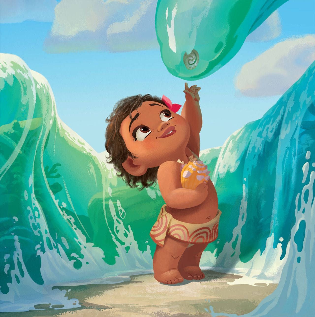 1280x1288 Download Baby Moana Heart of Te Fiti Wallpaper