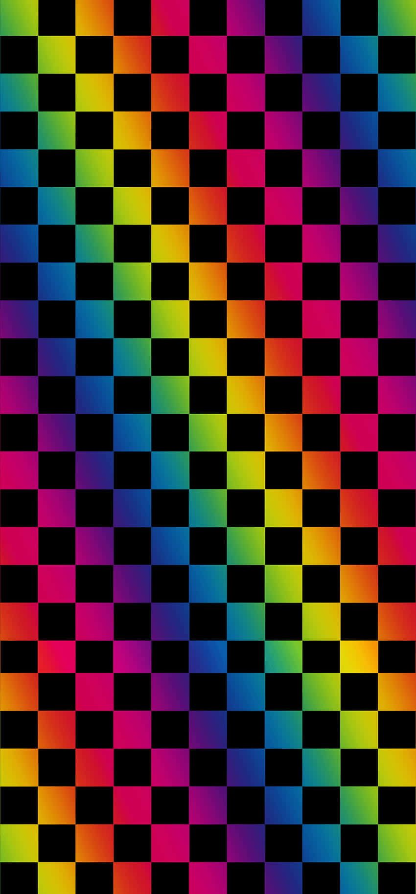 850x1828 Scenecore Black Checkered Rainbow Wallpaper