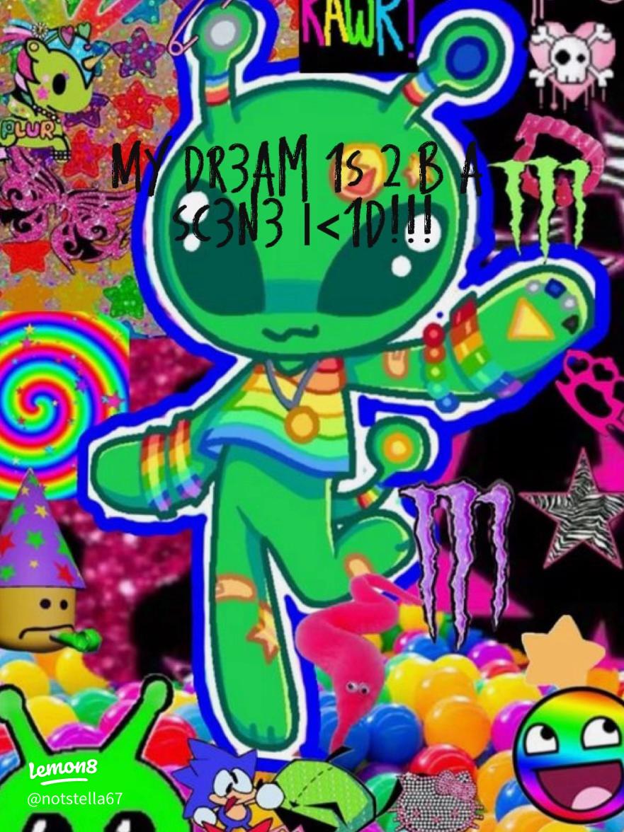 881x1176 My Vibrant Scene Kid Drawing! Embrace the Scenecore Aesthetic
