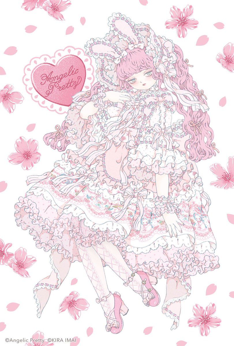 811x1200 Angelic Pretty「Ohanami Bunny」ポストカードのイラストを担当させて頂きました