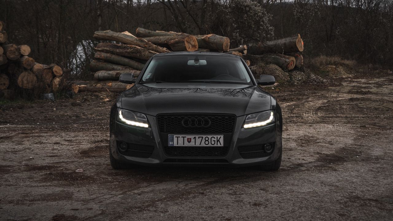 1280x720 Wallpaper audi, car, gray, front view hd, picture, image