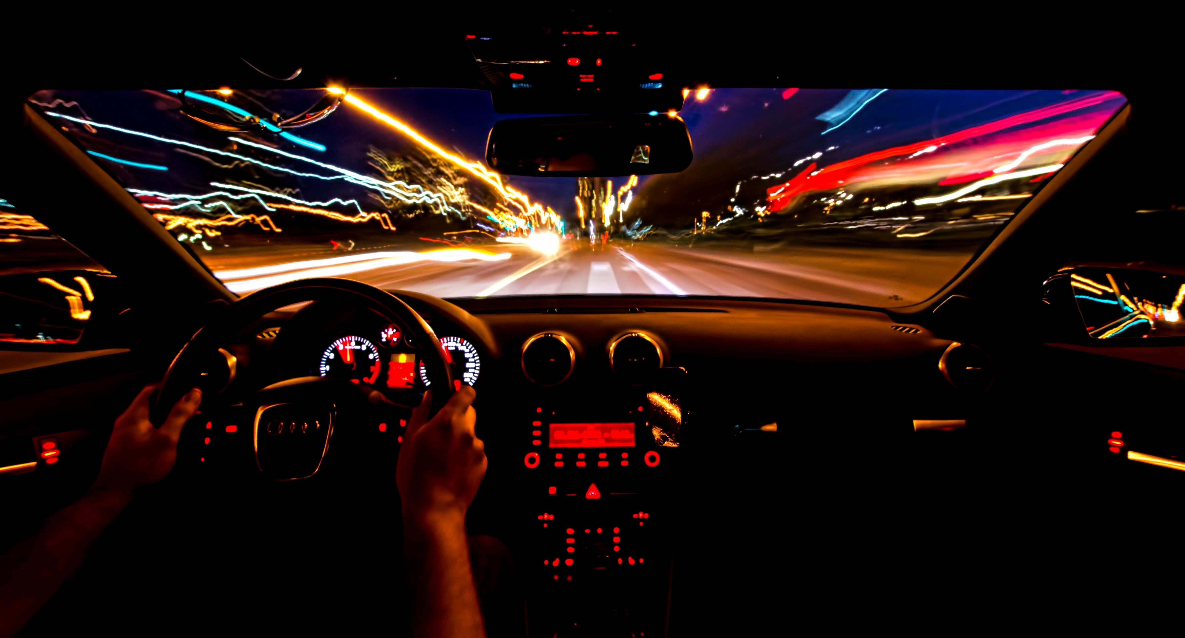 4796x2585 Wallpaper night, movement, Audi, excerpt, light, salon, night for mobile and desktop, section audi, resolution 4796x2585