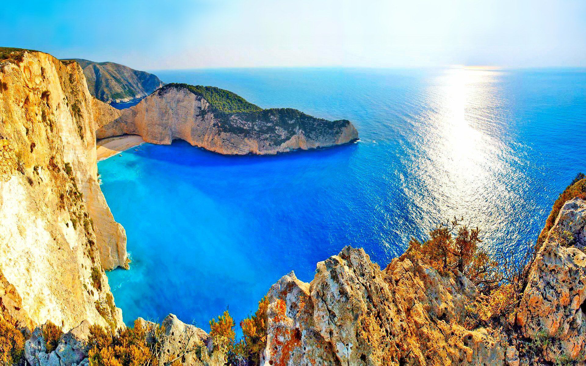 1920x1200 Desktop wallpaper: Summer, Cliff, Greece, Earth, Sunny, Zakynthos 4K free download for PC. 1495053
