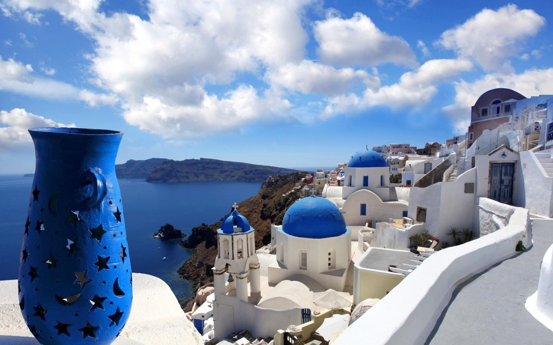 1920x1200 Greek sky over the sea