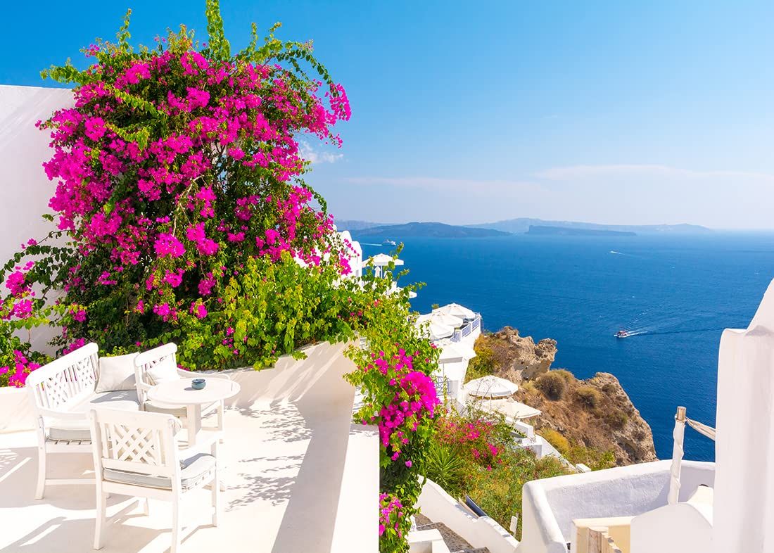 1100x786 Mamma Mia Party Decorations Loccor Fabric 10x6.5ft Santorini Backdrop Greece Summer Sea House Sunset Landscape Photography Background Greek Theme Party Banner Kids Adults Mamma Mia Birthday Supplies Photo Studio Props Wallpaper Santorini