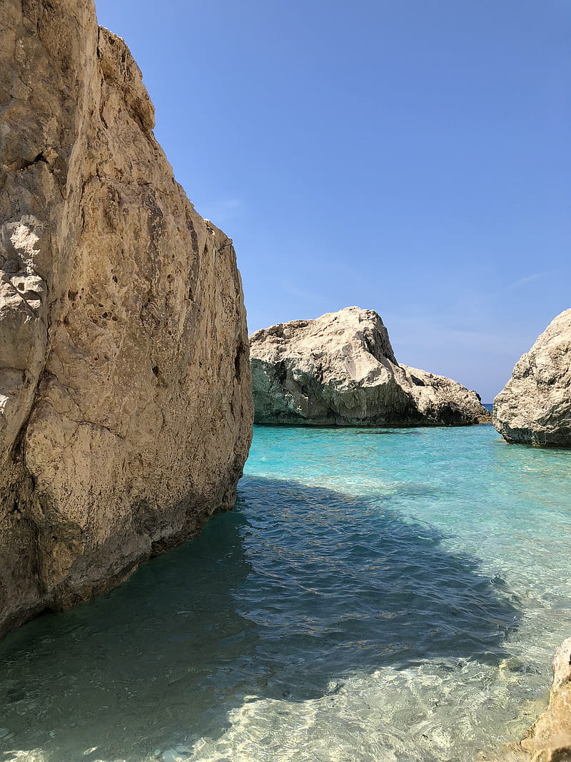 800x1067 Summer sea, beach, greece, landscape, leukada, relax, rocks, scenes, sky, HD phone wallpaper