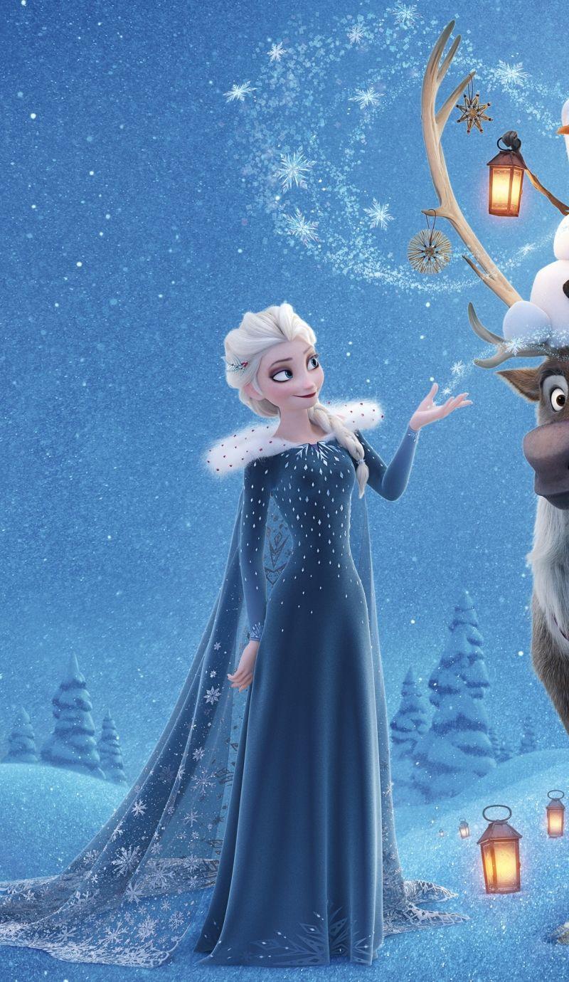 800x1380 Download Olaf's Frozen Adventure, Elsa, Anna, winter, deer, snow