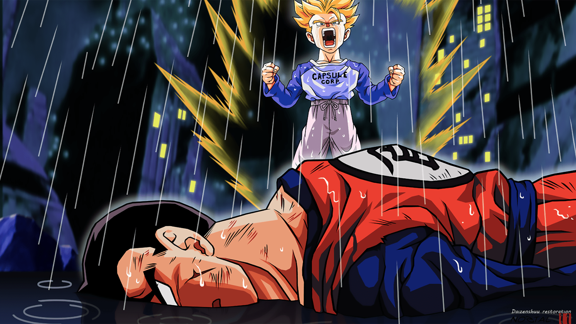 1920x1080 Gohan and Trunks in Battle Ball Z HD Wallpaper