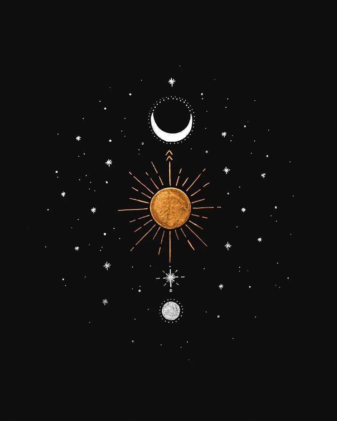 1080x1350 Download Embracing the Cosmic Dance: Sun and Moon Aesthetic Wallpaper