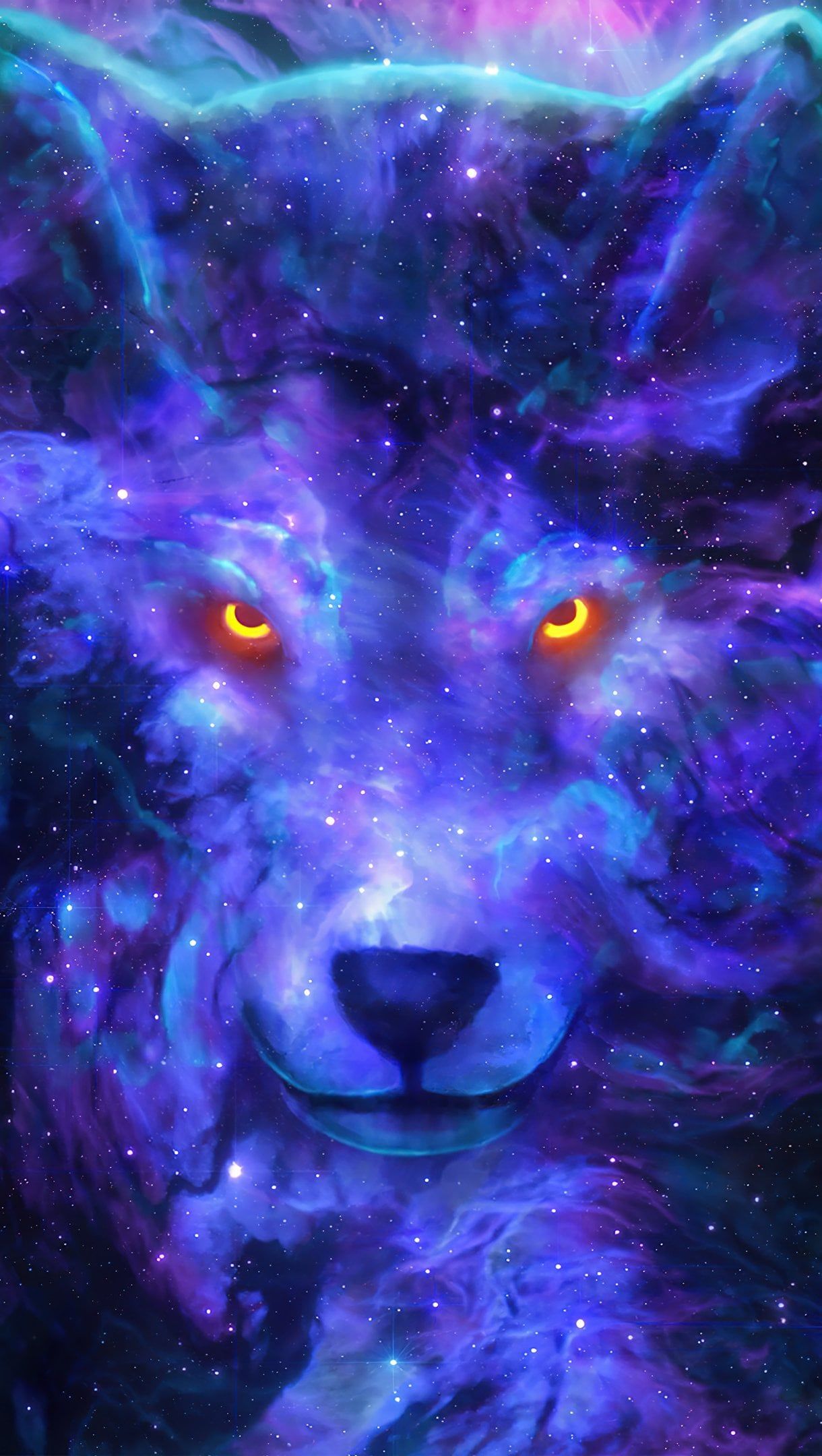 1220x2160 Cosmic Wolf Digital Art Aesthetic Wallpaper 4K for iPhone and Mobile Phone
