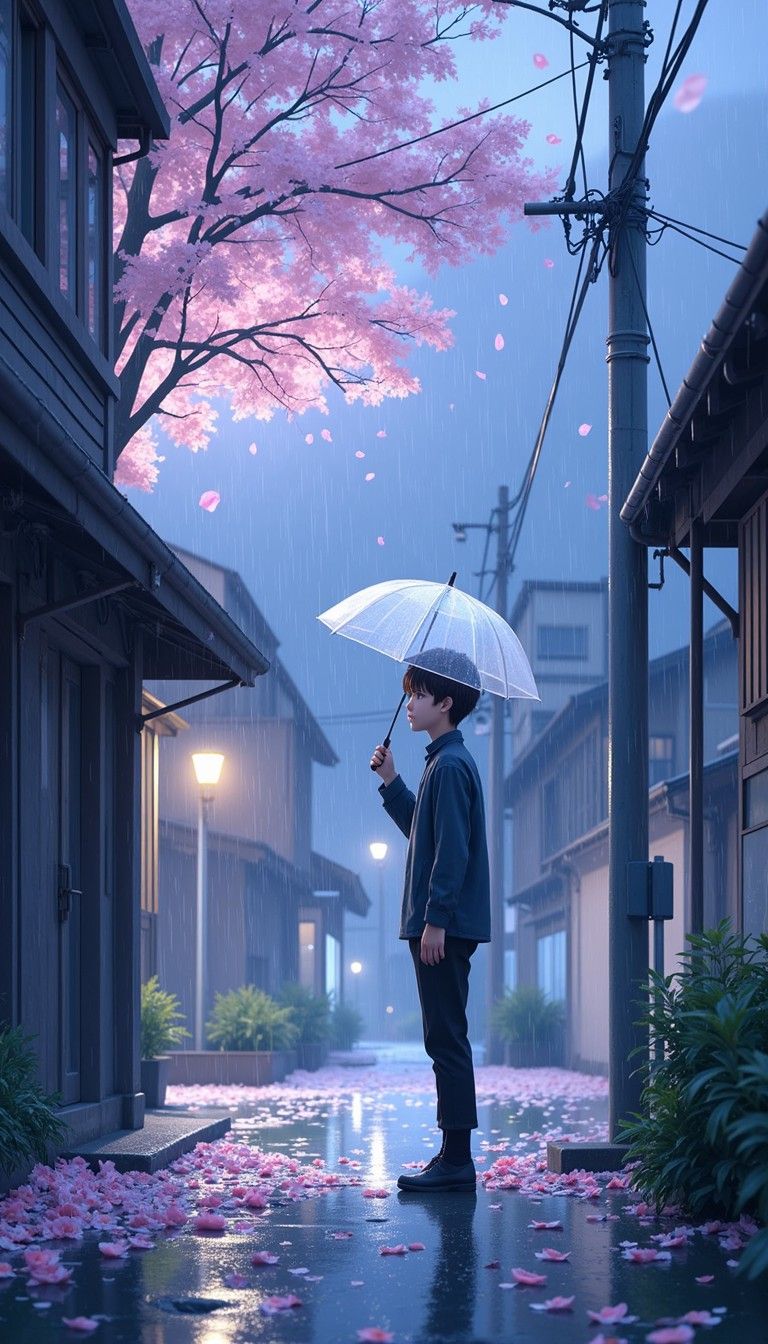768x1344 Free Sakura Rain Dreams Image, Manga, Sakura
