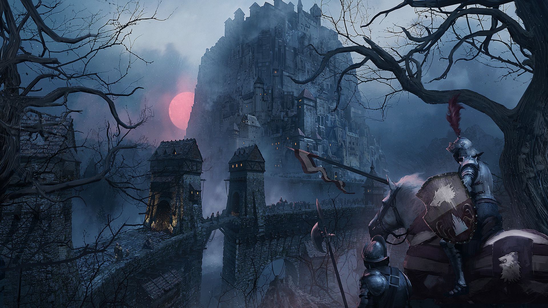 1920x1080 Medieval Knight's Stand: Fantasy City HD Wallpaper
