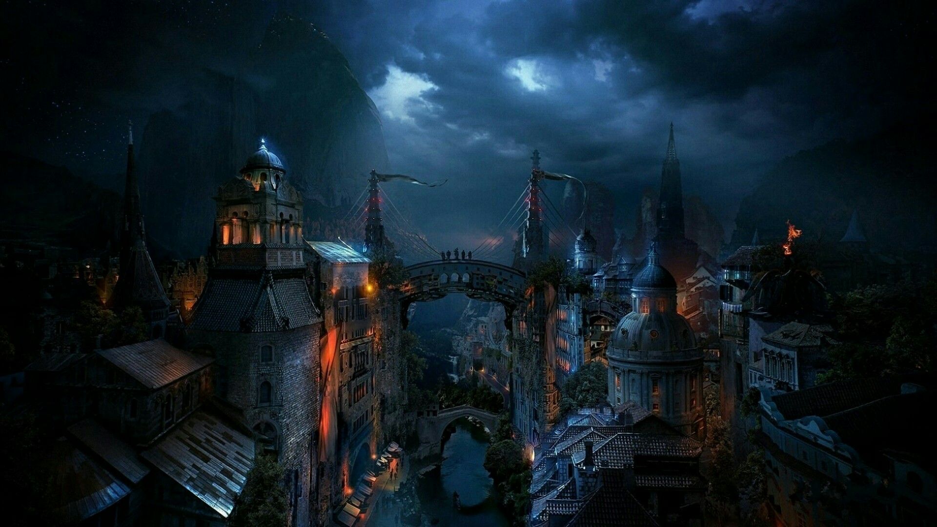 1920x1080 Fantasy medieval city art