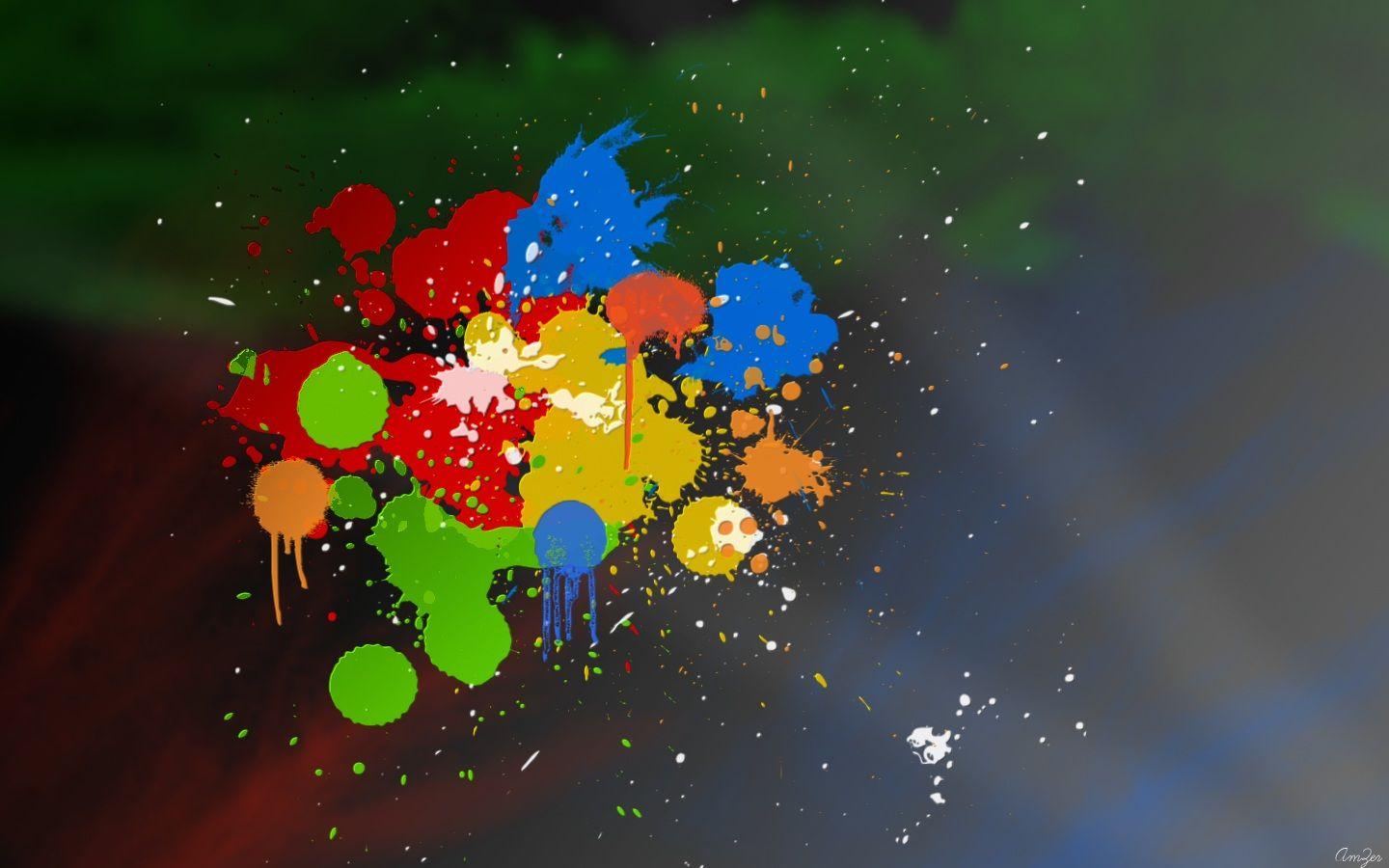 1440x900 Splatter Wallpaper, Colorful Paint Splatter Wallpaper