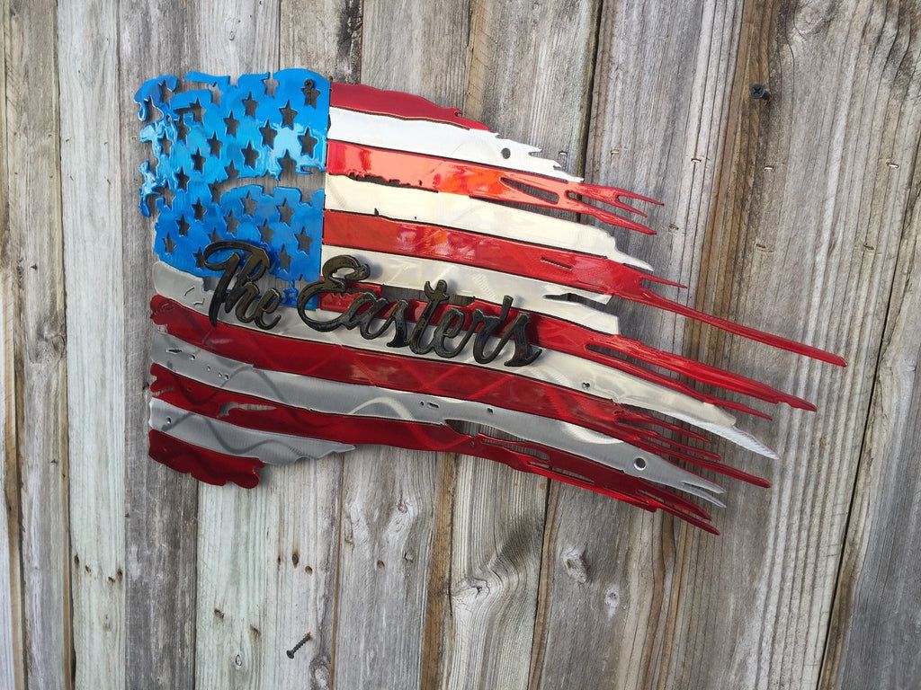 1024x768 Tattered & Torn American Flag With Second Layer Name