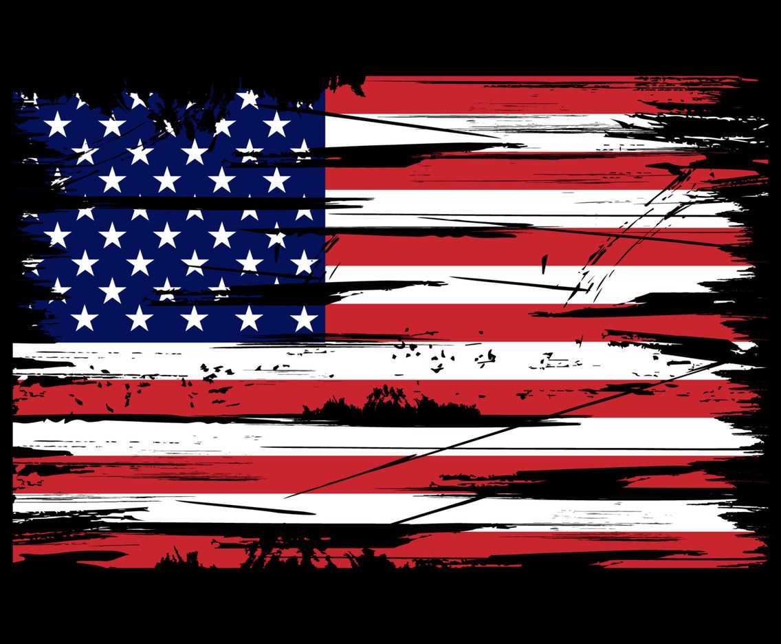 1136x936 Distressed American Flag against Black Background