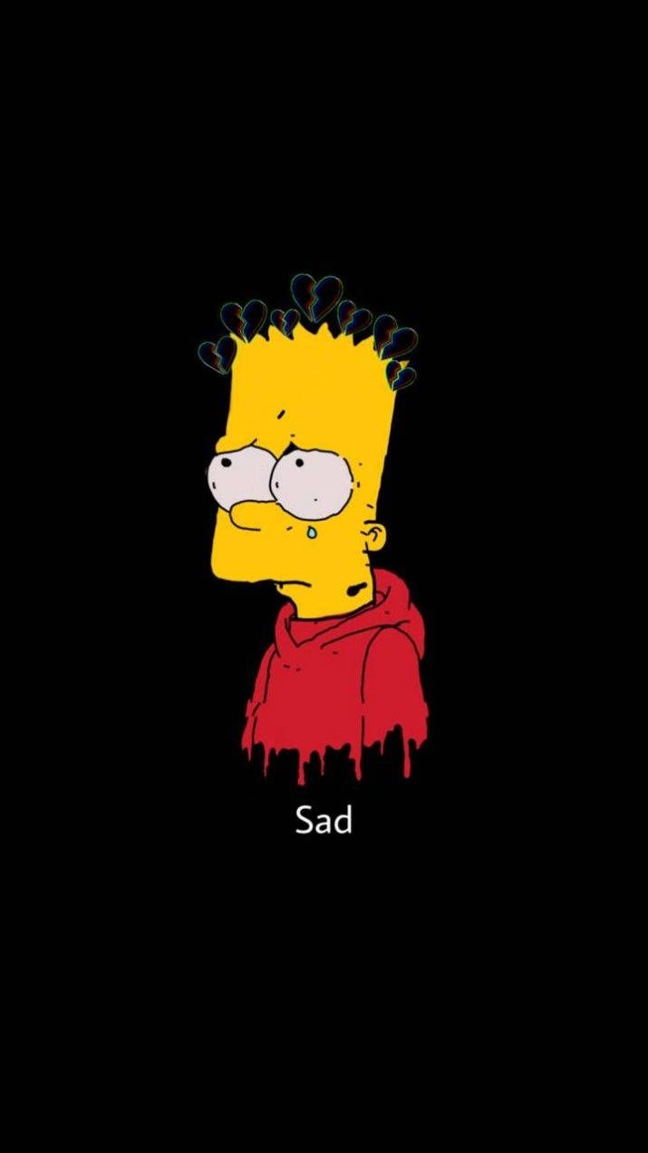 715x1271 Download Sad Bart Simpson Black Background Wallpaper