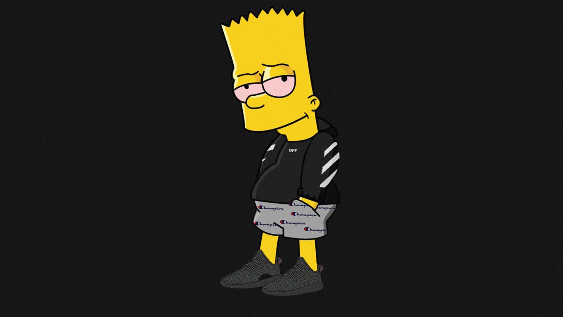 1920x1080 Yellow Face Bart Simpson In Black Wall Background HD Bart Simpson Wallpaper