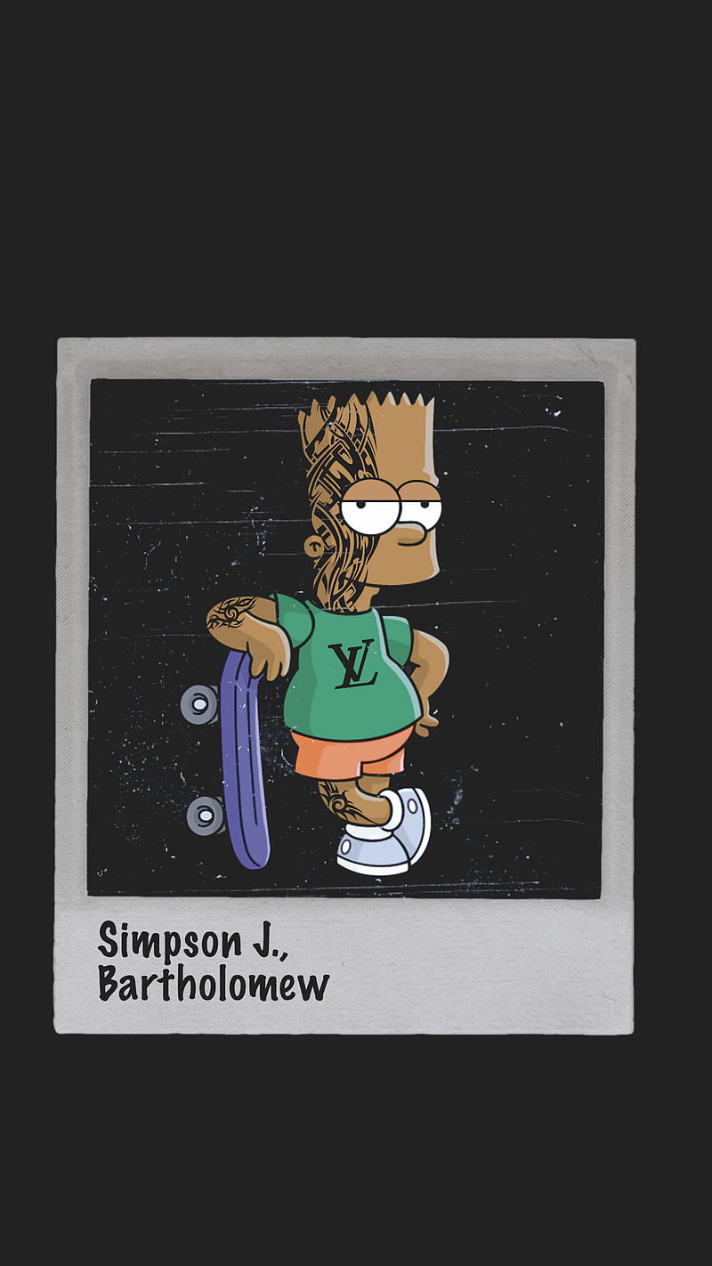 800x1422 Bart J Simpson, bart, black, dark, iphone, louis vuitton, polaroid, retro, simpsons, HD phone wallpaper