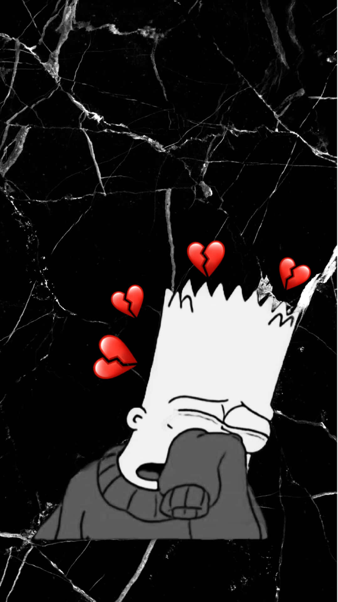 1079x1920 Download Sad Bart Simpson Phone Black And White Wallpaper